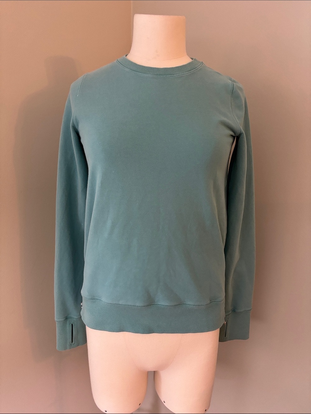 Ivivva Crewneck Sweatshirt with Dual Side Zipper Detail in Dusty Teal Sz12